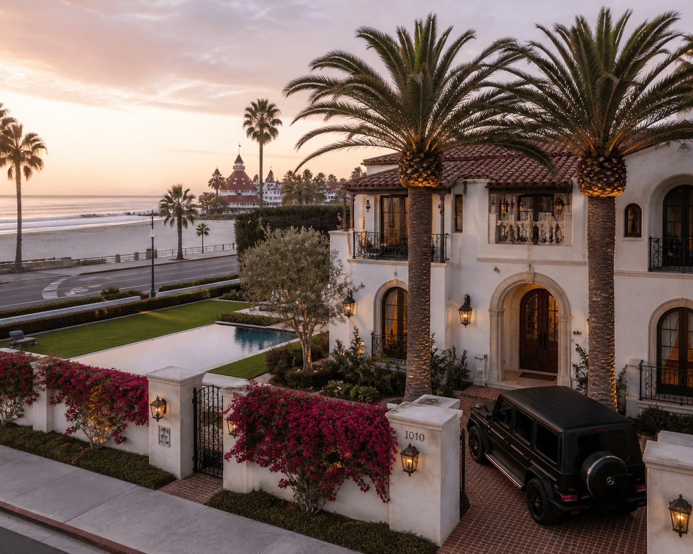 Oceanfront mansion on Ocean Boulevard, Coronado