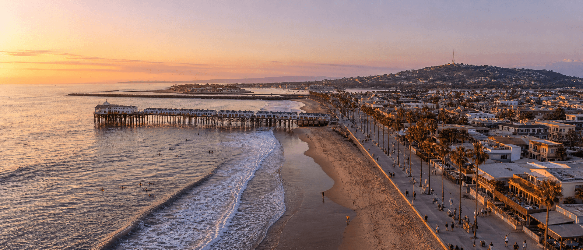 Pacific Beach Crystal Pier at sunset